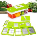 12 In 1 Multipurpose Vegetable & Fruit Chopper – Food Grade Unbreakable Body With Grater, Peeler, Slicer, Dicer, Easy-Clean Push Button – Kitchen Cutter Tool