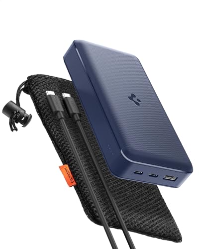 Spigen Arcpack 30000Mah Power Bank, Pd3.0, Pps, Fast Charging, 30.0W Max Output, 2 Type-C Ports, 1 Usb-A Port – (Abs+Pc, Navy Blue)