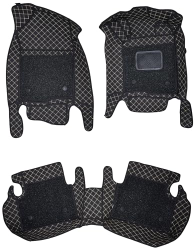 Woschmann – Black Luxury 7D Car Foot Mats Car Floor Mats Faux Leather All Weather Waterproof Full Surrounded Anti Slip Foot Carpets For-Civic 2019