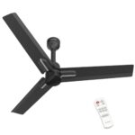 Polycab Wizzy Neo 1200Mm 5-Star Bldc, Remote Ceiling Fan For Home | 100% Copper, High Air Delivery, 7 Speed Setting, Sleep Mode, Reverse Rotation, Boost Technology | 3+1 Years Warranty【Black Silver】