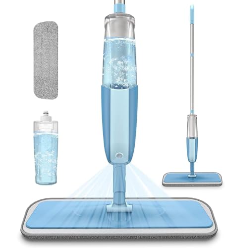 Spray Mop With Built-In Water Tank And Microfiber Pad For Floor Cleaning