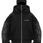 Be Savage Ninja Balaclava Zipper Hoodie Zipper Jacket For Men Winterwear Jackets For Men (Black, S)