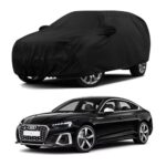 Sulfar 100% Water Resistant Car Body Cover Compatible With Mirror For Audi S5 (Triple Stitched, Full Bottom Elastic, Black)