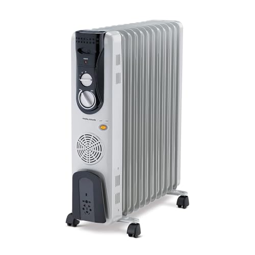 Morphy Richards Ofr 13F 13-Fin Oil Filled Radiator Room Heater | 2900W (2500W + 400W Ptc Fan) | Adjustable Thermostat, Safety Shut-Off, Castor Wheels | White
