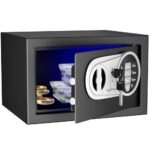 Lifelong 8.6L Small Digital Safe Locker Box For Home & Office | Inbuilt Led Light | Essential Smart Home Locker For Gold, Jewellery, Cash | Tijori Box | Wardrobe Compatible, 1 Yr Warranty, Black