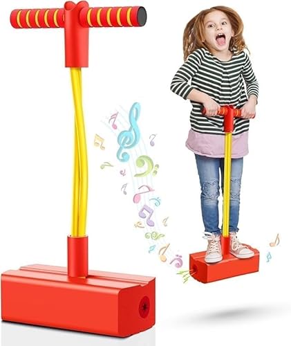 Kids Pogo Jumper Toy With Handle And Foam Base, Jumping Toy With Built-In Sound Squeaker