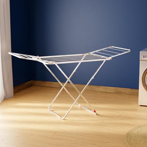 Lifelong Stainless Steel Butterfly Cloth Dryer Stand | Foldable, Portable & Rust-Resistant Clothes Drying Rack | Indoor & Outdoor Laundry Stand With Multiple Rods For Quick Drying |Space-Saving Design