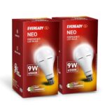 Eveready 9W Emergency Inverter Led Bulb, Cool Day Light (6500K), Rechargeable Bulb With 3 Hours Backup, Ideal For Powercuts, Energy Efficient, B22 Base, Pack Of 2