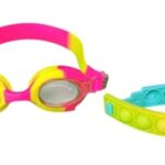 Protoner Kids Swimming Goggles With Wrist Band, Multicolour, Adjustable Strap (Pink Multicolor)