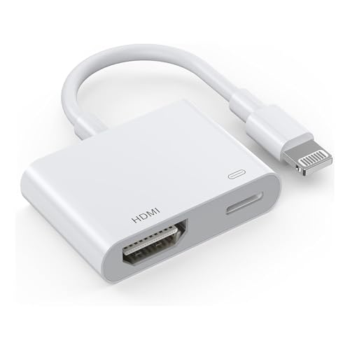 Lightning To Hdmi Cable, [Apple Mfi Certified] 1080P Digital Av Hdmi Adapter For Iphone, Hd Video Hdmi Sync Screen Converter Compatible With Iphone 14/13/12/11/X/8/Ipad To Tv/Projector/Monitor