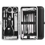 Urbanmac Manicure Pedicure 16 Tools Set Nail Clippers Stainless Steel Professional Nail Scissors Grooming Kits, Nail Tools With Leather Case