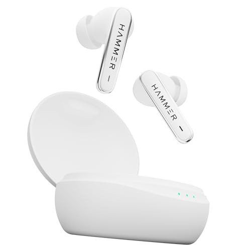 Hammer Airflow Lit True Wireless Earbuds With Upto 20H Playtime, Type-C Charging, Touch Controls, Voice Assistance, Ipx5, Made In India (White)