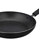 Amazon Brand – Solimo Virgin Aluminium Non-Stick Frypan With Non-Stick Coating | Non Induction | Black -24 Cm & 2Mm Thickness