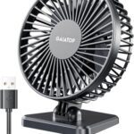 Gaiatop Small Desk Fan, 4.5 Inch Portable 3 Speeds Wind Desktop Table Cooling Fan In Single Button, Adjustment Mini Personal Fan For Home Desktop Office Car Outdoor, Black (Not Battery)