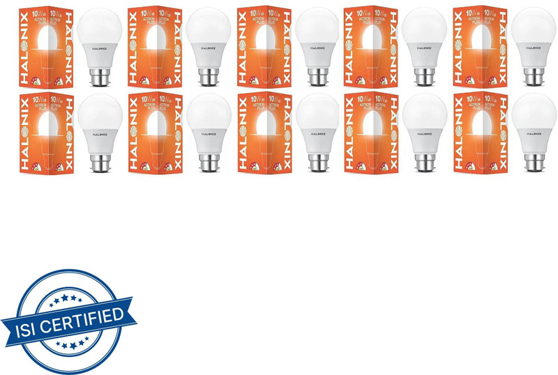 Halonix 10 W Basic Round B22 Led Bulb(White, Pack Of 10)