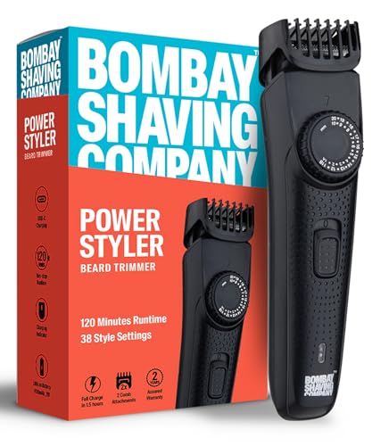 Bombay Shaving Company Beard Trimmer For Men, 2X Fast Charging, Usb Type C, 2 Yr Warranty, 120Min Runtime, Hair Trimmer, Shaving Machine, Cordless Beard, 38 Length Settings(Black)