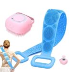 Mcfarlane Silicone Body Back Scrubber, Double Side Bathing Brush For Skin Deep Cleaning Massage, Dead Skin Removal Exfoliating Belt For Shower, Body Brush For Bathing
