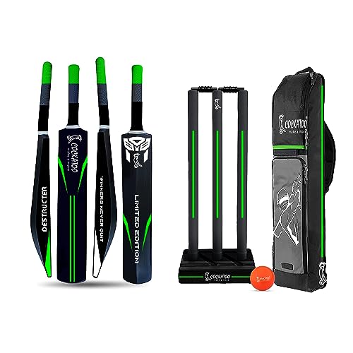 Cockatoo Destructor Complete Cricket Set, Cricket Kit Combo, Cricket Bat (30.5” X 4.0”) With 3 Stumps Wicket Set And 1 Tennis Ball, Size-5(8-12 Years)