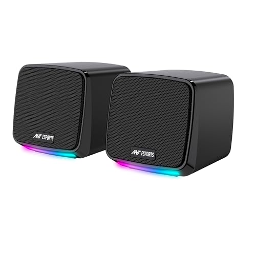Ant Esports Gs195 Computer Speakers With Colorful Rgb Lights 5Watts X 2, Usb Powered 3.5Mm Aux- In Mini Pc Speakers, Small Computer Speakers Usb Powered 3.5Mm Aux Speaker For Pc,Laptop,Tablet,Phone