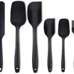 Silicone Spatula Set For Cooking And Baking – 6 Black Utensils Including Spatulas, Spoon Spatula, Spreader And Brush