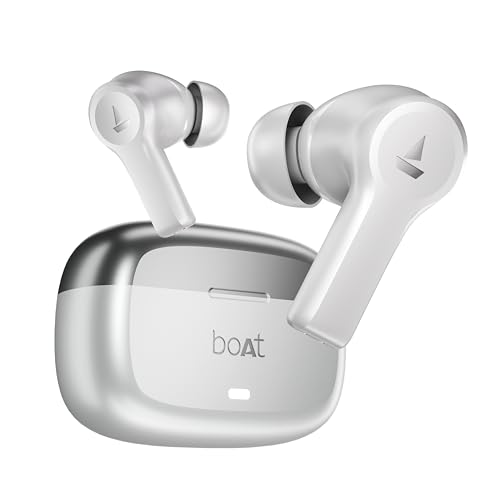 Boat Nirvana Lucid W/ 32 Db Anc, Multi-Point Connectivity, In-Ear Detection, 60Hrs Playback, Hearables App, 4 Mics Enx, Ipx5 Truly Wireless In Ear Earbuds, Tws Ear Buds(Zinc White)