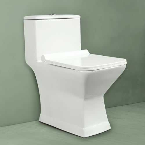 Hindware Italian Collection Prima One-Piece Ewc For Bathroom | S-220 Trap | Made Of Ceramic | 10-Year Warranty | Wash Down Flushing | Water Saving Feature | Soft Close Seat Cover