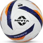 Nivia Dominator 3.0 Football, Match Ball, 32 Panels, Durable & Soft Pu Leather, Butyl Fabric Wounded Bladder, Fifa Basic, To Play On Both Natural And Artificial Grass (Multicolor, Size – 5)