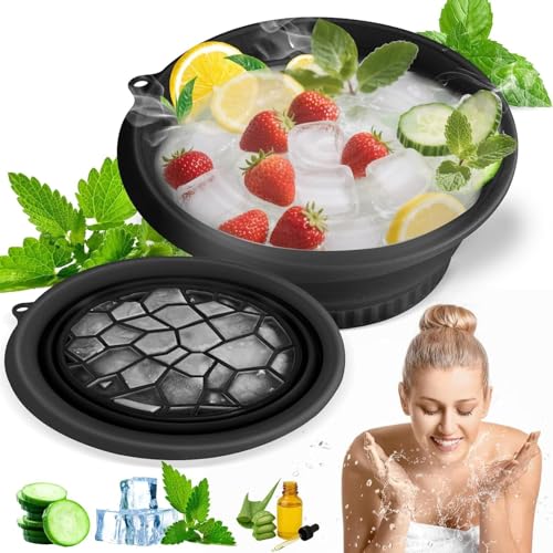 Achintya Collapsible Silicone Ice Face Bowl With Integrated Ice Mold Lid For Facial Use