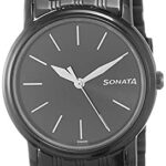 Sonata Quartz Analog Black Dial Metal Strap Watch For Couple-Ns11418100Nm01P