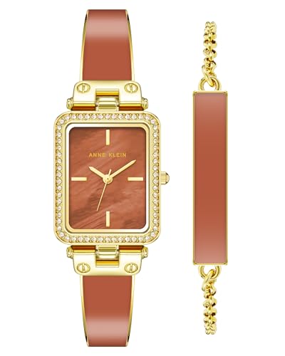 Anne Klein Quartz 22 Mm Rust Dial Stainless Steel Analog Watch For Women