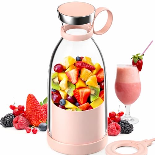 Portable Blender For Shakes & Smoothies, 420Ml Usb Rechargeable Mini Juicer Mixer | 6-Blade Powerful Motor | Personal Electric Blender Bottle For Juice, Smoothies & Protein Shakes | Travel, Gym & Home