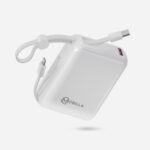 Mpower X2 Powerbank | 27W High-Speed Output | 10000Mah Battery | Built-In Type-C & Lightning Cables | Dual Fast Charging Ports | Battery Display | Matte Finish | Multi-Layered Protection (White)