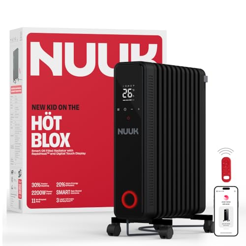 Nuuk Höt Blox Smart Ofr | Free Storage Bag | Remote Control & Smart App | Up To 20% Energy Savings | 30% Faster Heating | 11 M-Shaped Fins | 2200W Power | 4 Heat Modes | Oil Heater For Home
