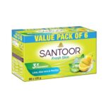 Santoor Fresh Skin Aloe Vera & Lime Bathing Soap With Nourishing & Anti-Aging Properties| For Smooth & Soft And Younger-Looking Skin| For All Skin Types| 125G, Pack Of 6