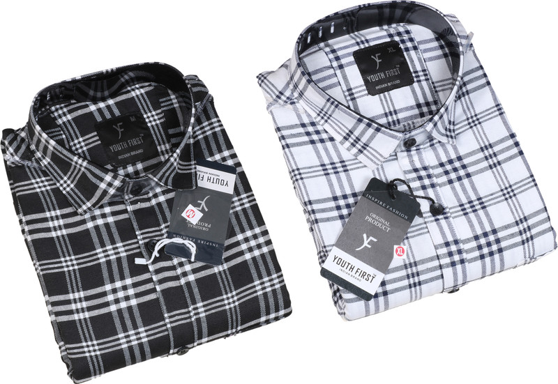 Youth First Men Checkered Casual Multicolor Shirt(Pack Of 2)