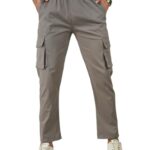 Funk Orbit Men’S Cargo Pants With Multi-Pockets- Comfortable Elastic Waist With Drawstring – Relaxed Fit Cotton Work Pants (In, Alpha, M, Regular, Standard, Urban Ash Grey)