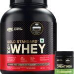 Optimum Nutrition (On) Gold Standard 100% Protein Powder 1.7 Kg + Creatine (100G, Unflavored) Whey Protein(1.8 Kg, Double Rich Chocolate)
