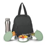 Signoraware Fusion Stainless Steel Big Lunch Box | Airtight & Leakproof | Easy To Carry | Ideal For Office, School, Travel & Meal Prep (650Mlx2 + 500Ml + 750Ml | Set Of 4 | Egreen)