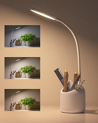Weird Wolf Study Lamp With 3 Colour Modes & Adjustable Brightness Levels | Table Lamp For Study Room With Gooseneck, Pen & Mobile Holder | Rechargeable 1200Mah Battery | 6 Month Warranty