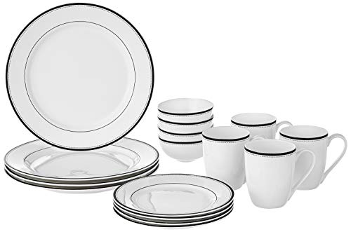 Amazon Brand – Solimo Handmade Ceramic Dinnerware Set (White,16 Pieces)Floral