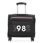 Tommy Hilfiger Polyester Memphis Unisex Overnighter Softshell 8 Spinner Wheels Trolley Bag – Dark Black, 44 Cm Cabin Suitcase, 33 Cm