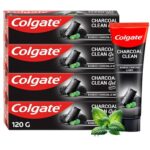Colgate Charcoal Clean Black Gel Whitening Toothpaste, 480 Gm (120G X 4), Bamboo Charcoal And Wintergreen Mint For A Clean Mouth Experience