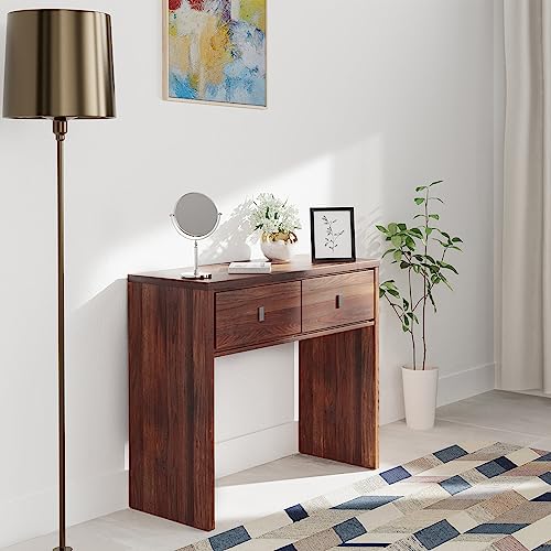 Amazon Brand – Solimo Krestel Engineered Wood Desk | Console Table | Dressing Table (2 Drawers With Knob Handle, Columbia Finish)