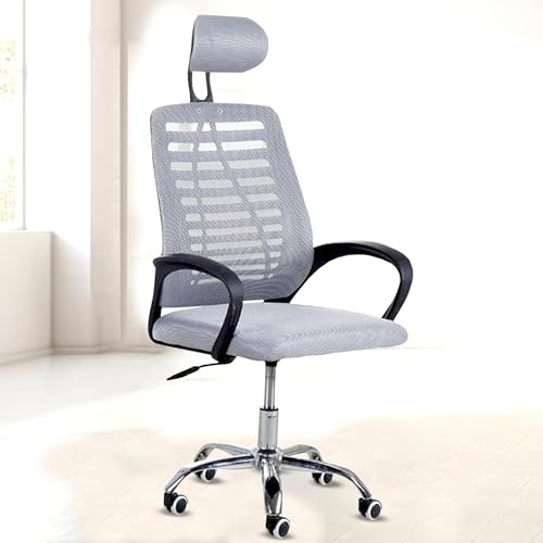 Norman Jr,Mesh Office Desk Chair,Rocking Chairs Ergonomic Computer Chair Adjustable High With Headrest And Comfortable Armrest Swivel Chair – Jet Grey & Black Handle