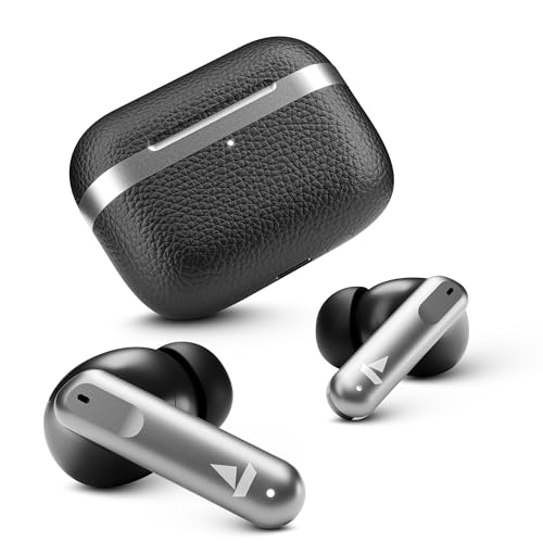 Boat Airdopes 111V2, Premium Leather Finish, 4Mics Enx, 50Hrs Battery, 13Mm Drivers, Fast Charge, Dual Pair, V5.4 Bluetooth Tws In Ear Earbuds Wireless Earphones With Mic (Classic Black)