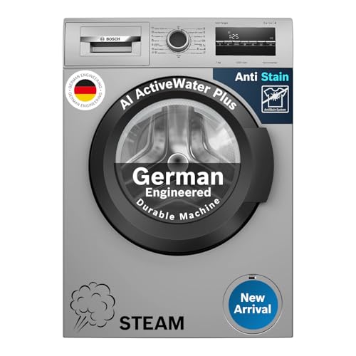 Bosch 7 Kg, 5 Star, Ai Active Water+, Anti-Wrinkle, Anti-Tangle, Fully-Automatic Front Loading Washing Machine (Waj24266In, Anti-Bacteria Program, In-Built Heater, Silver)