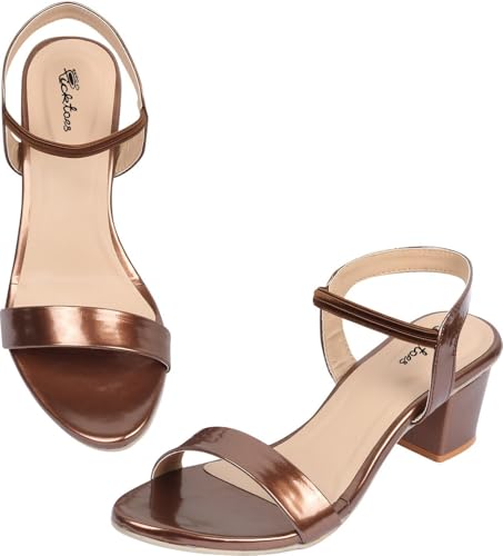 Picktoes Pt-Gd602 Women’S Copper Synthetic Leather Casual Heel Sandal
