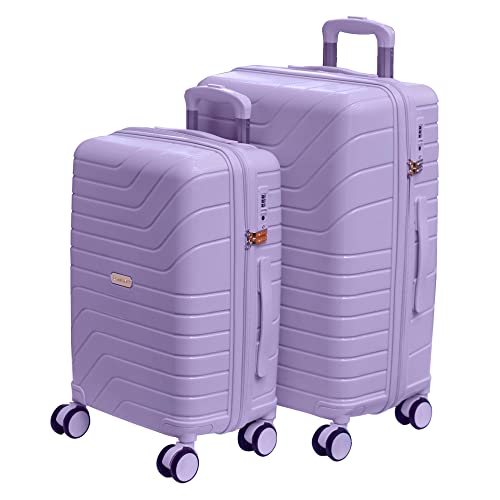 Romeing Tuscany 20, 24 Inch, Set Of 2, Polypropylene Luggage, Hard Sided, (Purple 55 And 65 Cms) Small & Medium Trolley Bag | 8 Spinner Smooth Wheels | Tsa Lock | Unbreakable | Men & Women