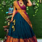 Divastri Embellished Semi Stitched Lehenga Choli(Dark Blue, Purple)
