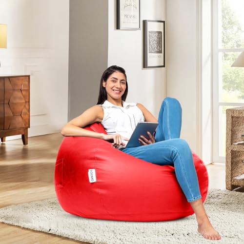 Amazon Brand – Solimo Xxl Faux Leather Bean Bag Cover Without Beans (Pink)